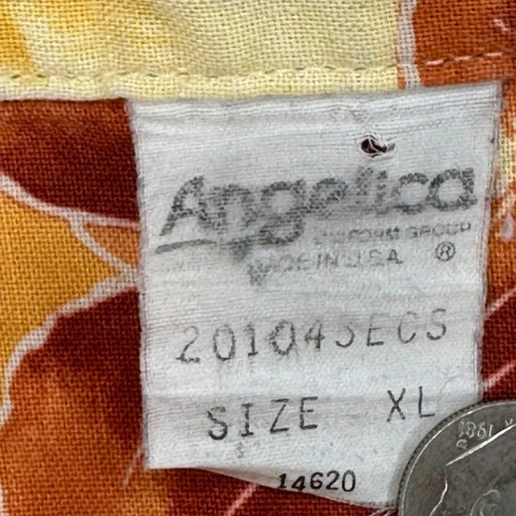 VTG Angelica Floral Hawaiian Shirt USA Tropical‎ Aloha Print Button Collar XL